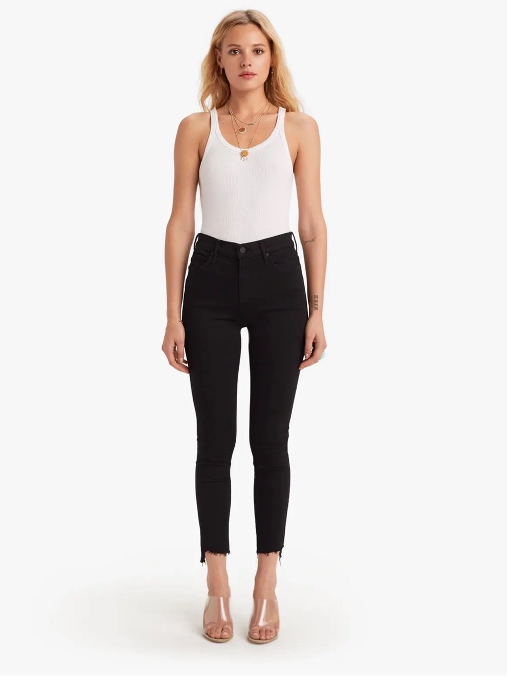 MOTHER The Stunner Zip Ankle Step Fray Not Guilty Skinny Mid High Rise Size 28